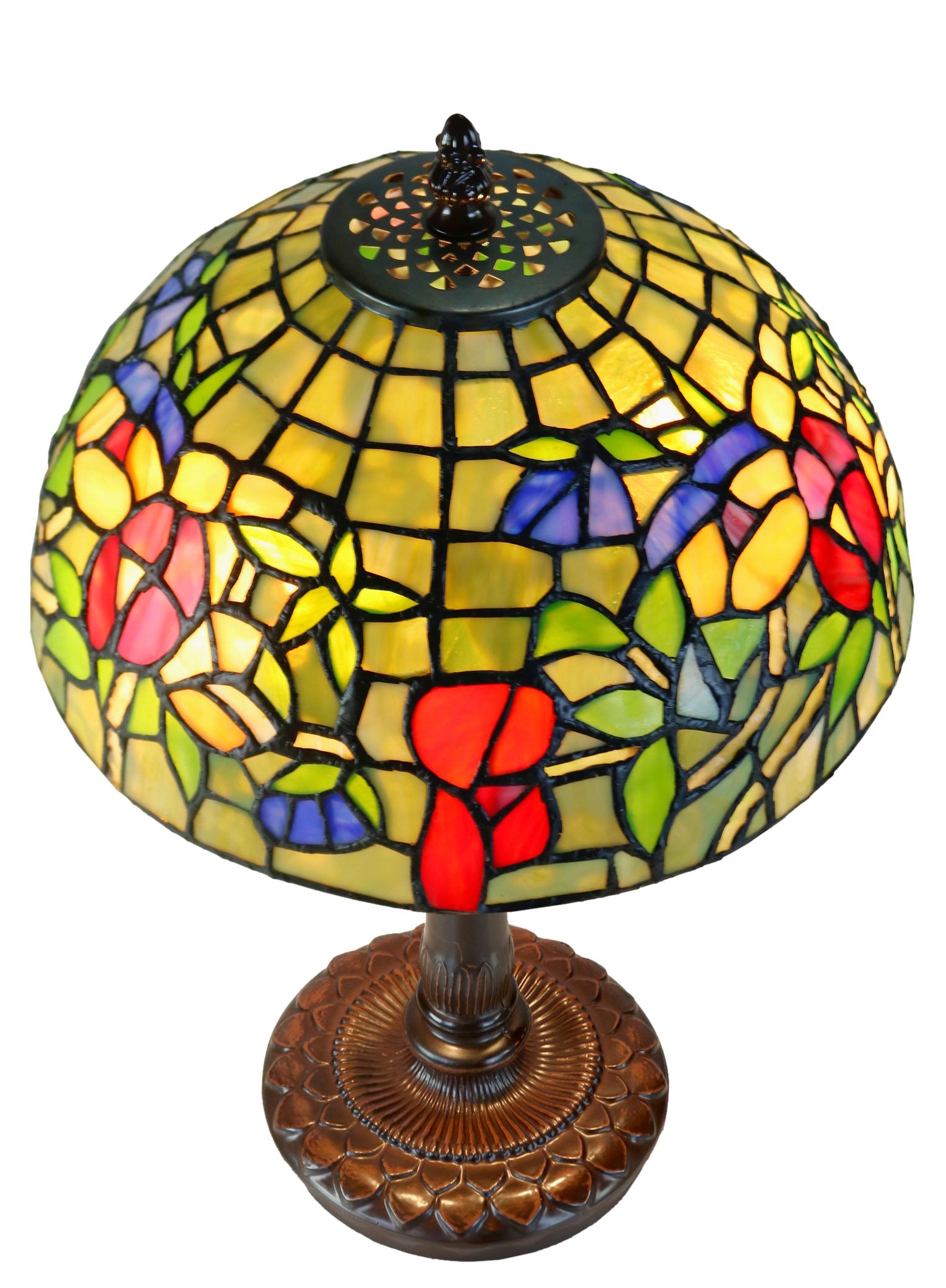 Limited Edition "Exquisite 10" @10” wide Flower Style Iris Tiffany Bedside Lamp