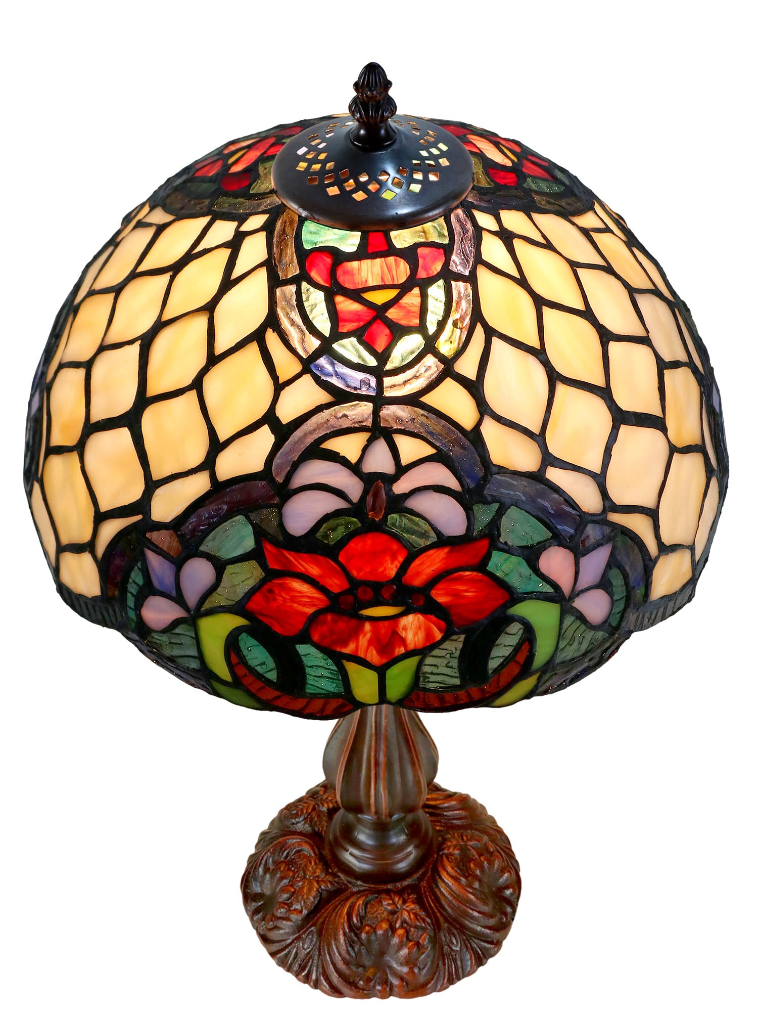 12" Poppy Flower Tiffany Tiffany Bedside Lamp