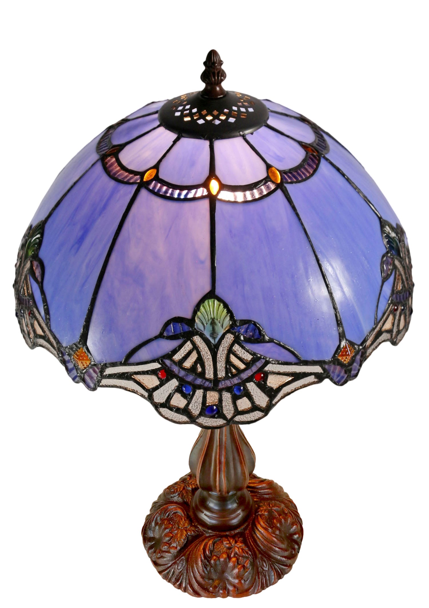 12" Baroque Accent Style Tiffany Bedside Lamp