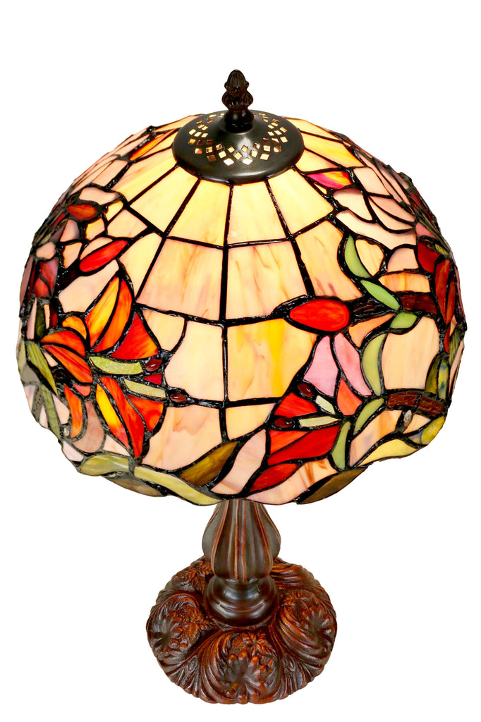 Amazing Oriental Lily  Style Stained Glass Leadlight Tiffany  Desk Lamp