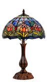 12" Blue Colonial Tulip Style Tiffany Bedside Lamp