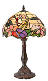 12"  Hummingbird Flower Style Tiffany Bedside Table Lamp