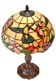 12"  Hummingbird Flower Style Tiffany Bedside Table Lamp