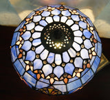 12" Blue Victorian Style Tiffany Bedside Lamp