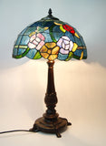 Large  Red Purple Yellow Rose Style Tiffany Table Lamp