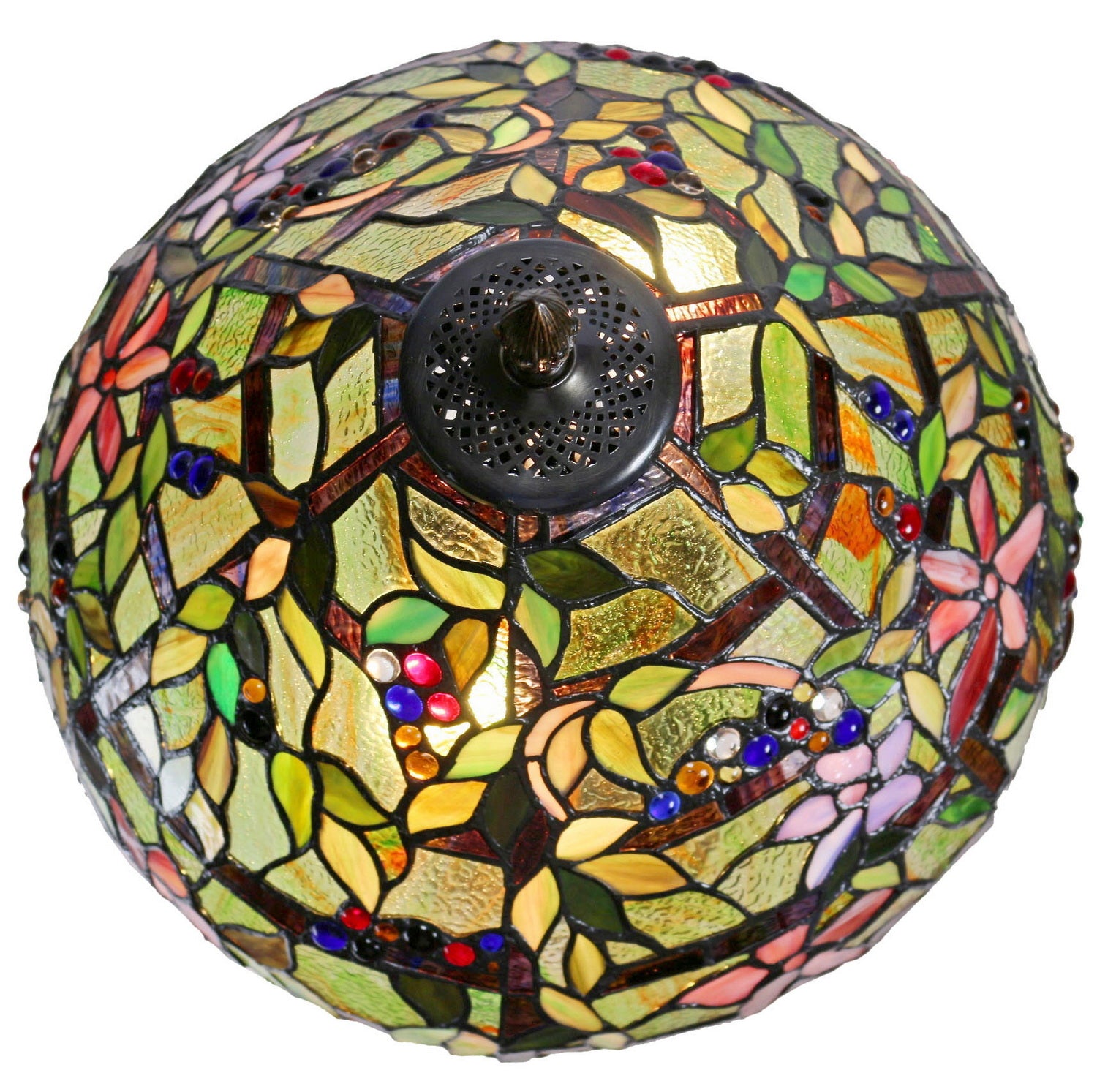 16" Large Clematis Flower Trellis Tiffany  Stained Class table Lamp