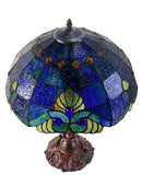 16" Large Amor Blue Victorian Style Tiffany Table Lamp with Textured Stained Glass