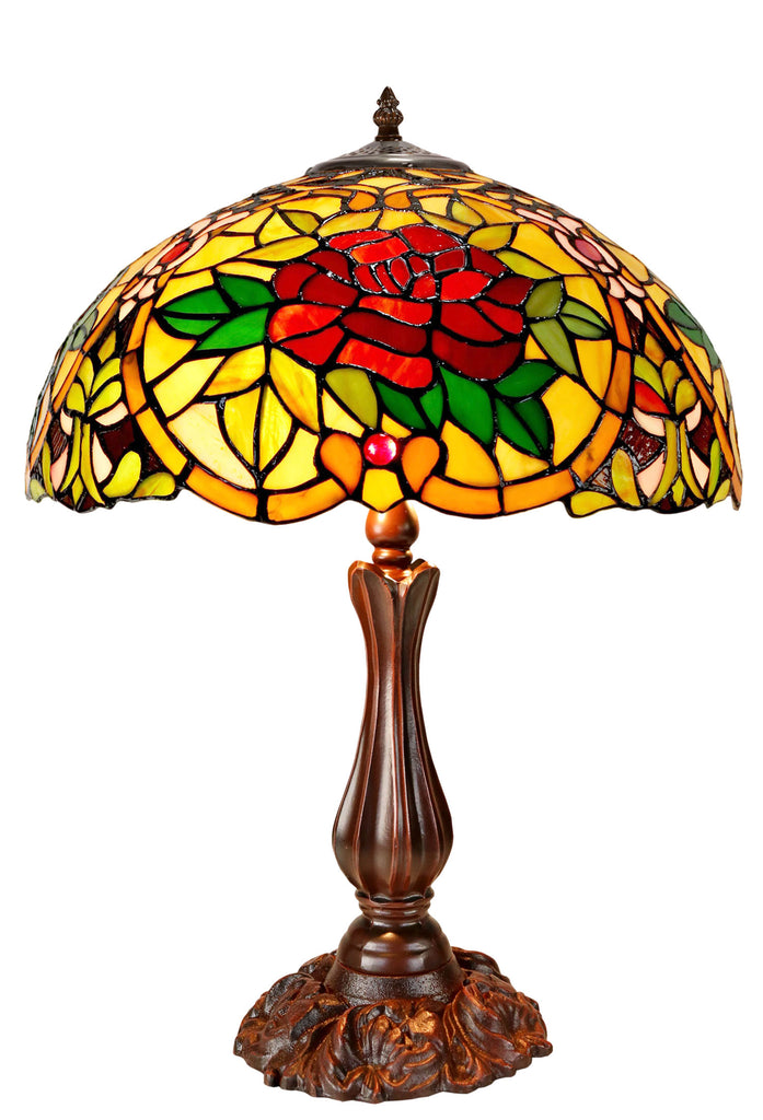 16" Large Red Camellia Tiffany Table Lamp