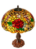 16" Large Red Camellia Tiffany Table Lamp
