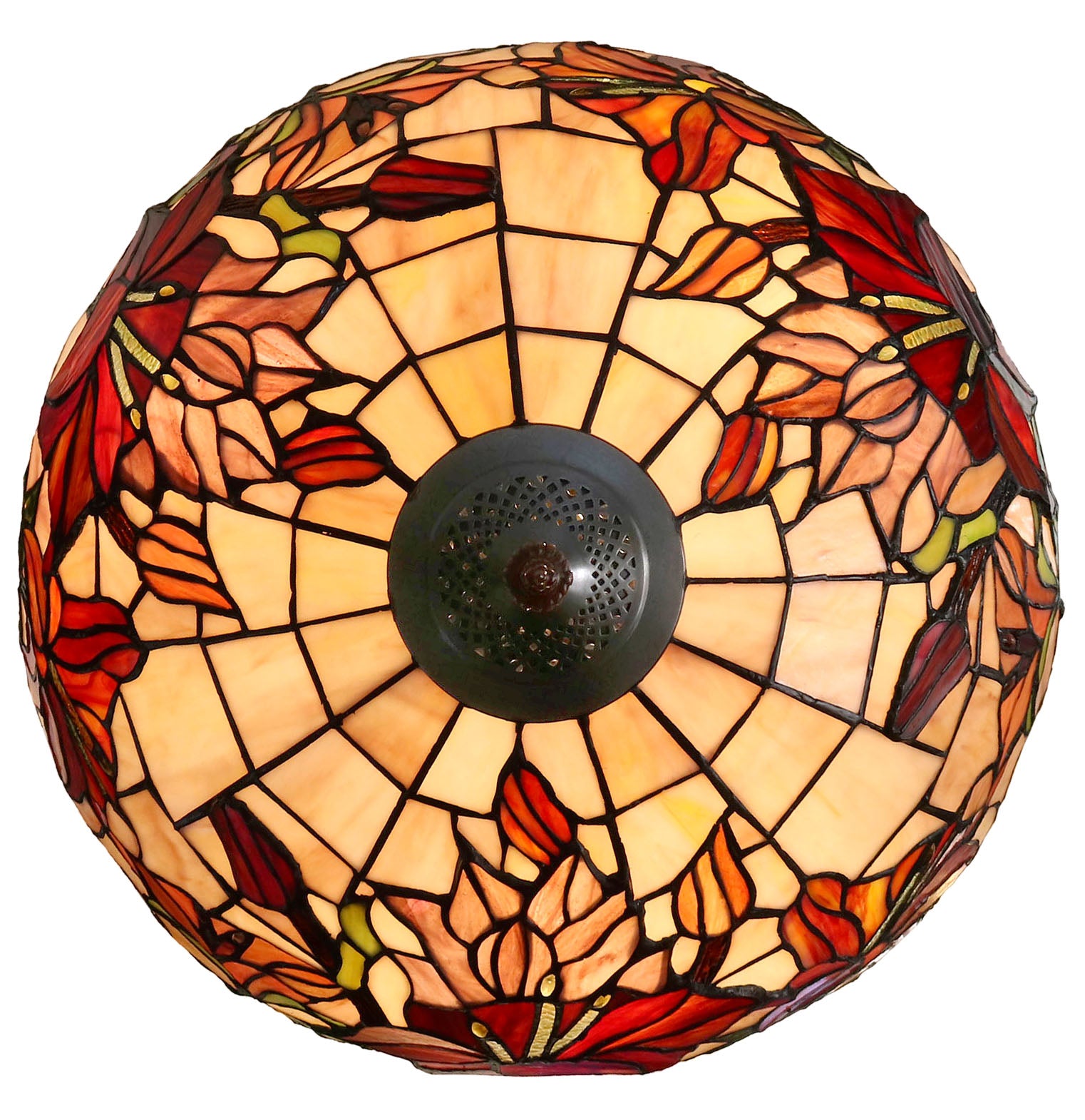 LARGE 18" Oriental Lily Style Floral Real Stained Glass Tiffany Floor Lamp