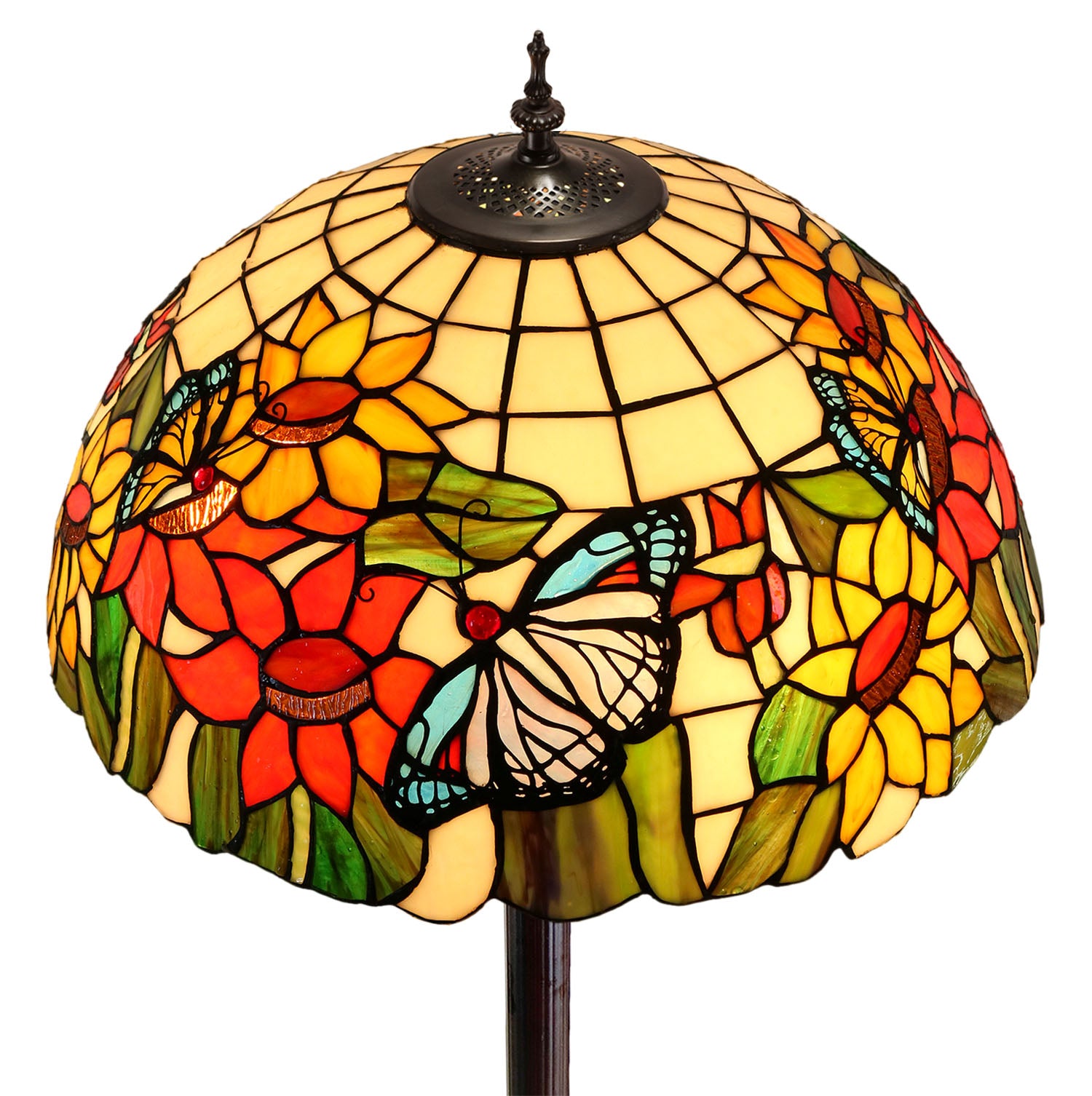 18" SunFlower Butterfly Tiffany Floor Lamp