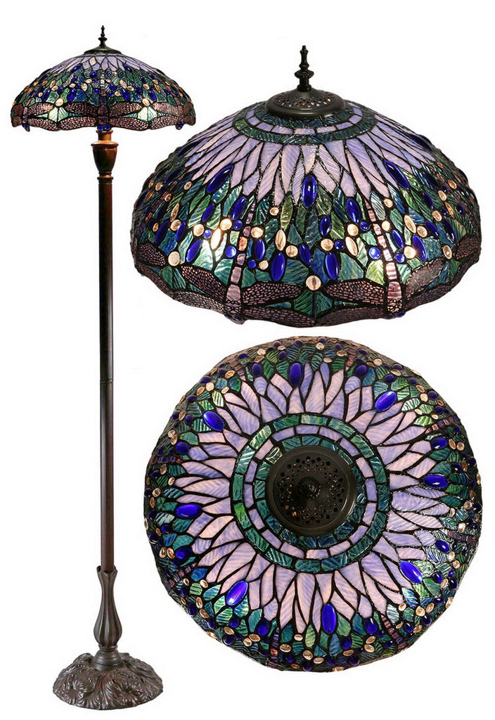 18" Classical Blue Dragonfly  Stained Glass Tiffany Floor Lamp