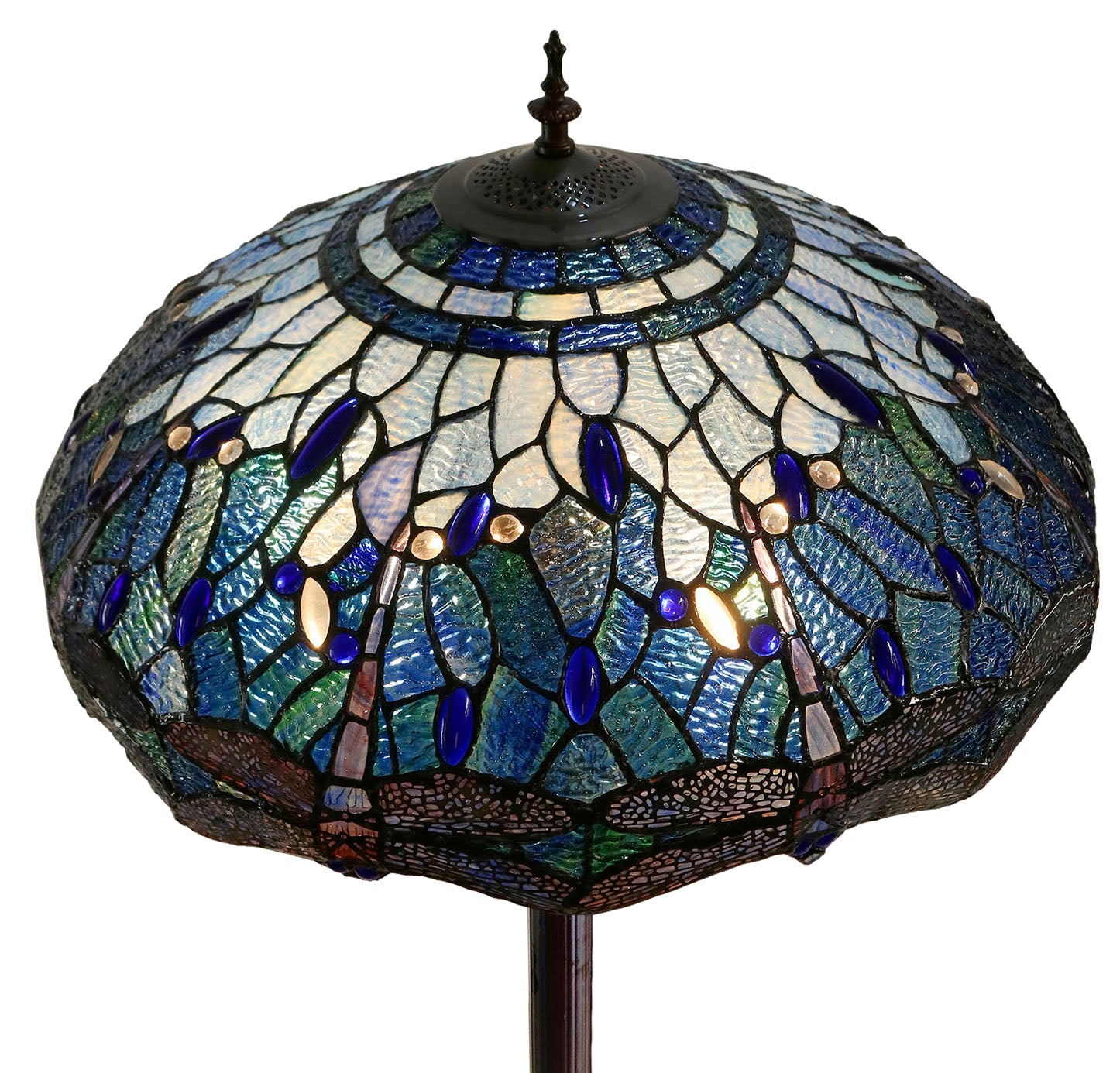 Huge 20" Blue Dragonfly Tiffany Floor Lamp