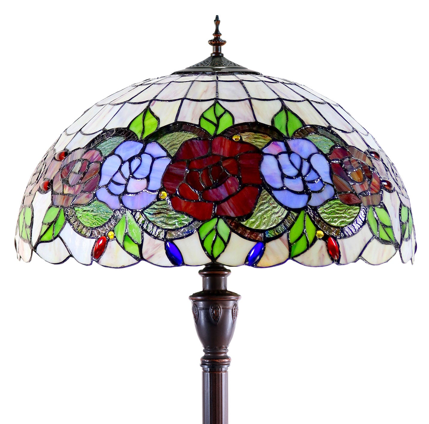 Huge 20" Red Rose Style Leadlight Tiffany Floor Lamp