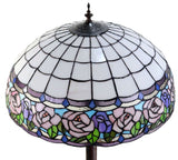 Huge 20" Chandell Rose Tiffany Style Stained Glass Floor Lamp