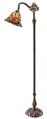 Crystal Dragonfly Flower Style Leadlight Stained Glass Bridge Arm Tiffany  Floor Lamp