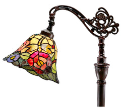 Crystal Dragonfly Flower Style Leadlight Stained Glass Bridge Arm Tiffany  Floor Lamp