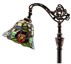 Crystal Dragonfly Flower Style Leadlight Stained Glass Bridge Arm Tiffany  Floor Lamp