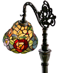 Crystal Dragonfly Flower Style Leadlight Stained Glass Bridge Arm Tiffany  Floor Lamp