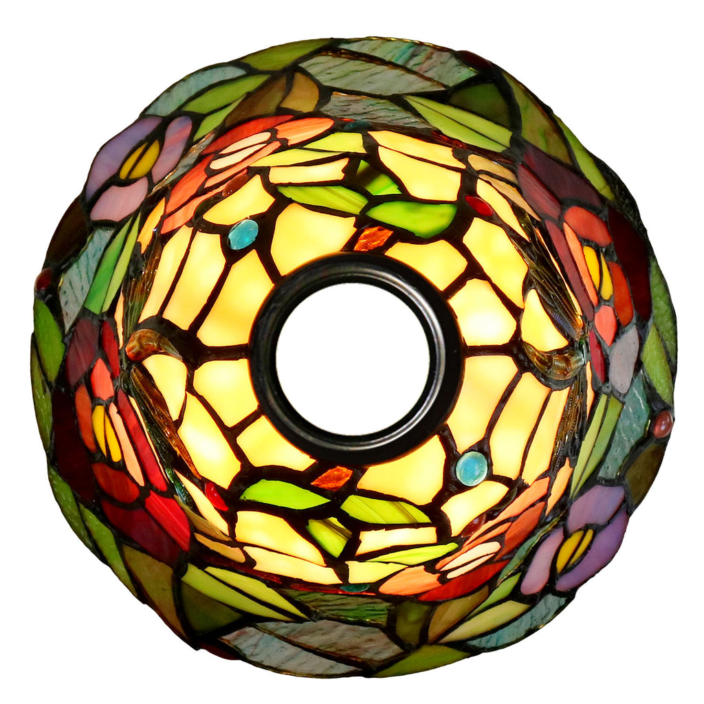Crystal Dragonfly Flower Style Leadlight Stained Glass Bridge Arm Tiffany  Floor Lamp