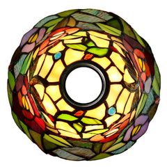 Crystal Dragonfly Flower Style Leadlight Stained Glass Bridge Arm Tiffany  Floor Lamp