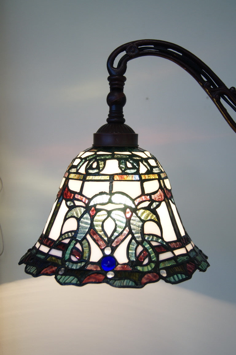 Victorian Style Leadlight Stained Glass Bridge Arm Tiffany  Floor Lamp