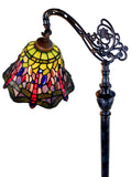 Dragonfly Style Leadlight Stained Glass Bridge Arm Tiffany  Floor Lamp