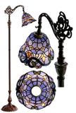 Blue Victorian Leadlight Stained Glass Bridge Arm Tiffany  Floor Lamp