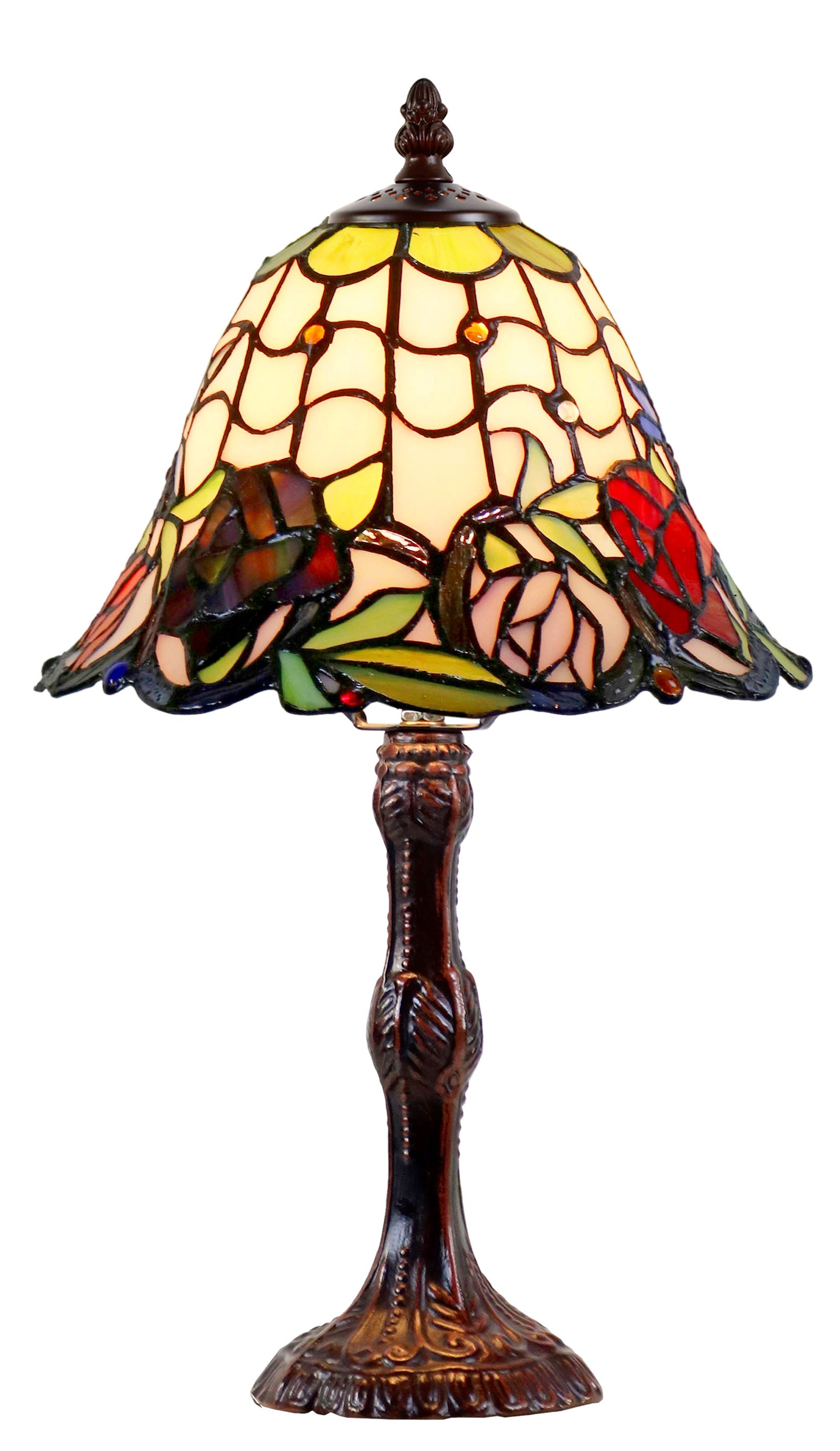 10" Carnation Tiffany Dragonfly Accent Table Lamp, Antique Bronze