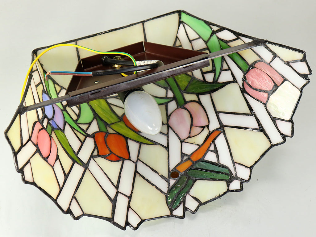 Dragonfly Flying on Tulip Stained Glass Tiffany Wall Light Wall Sconce