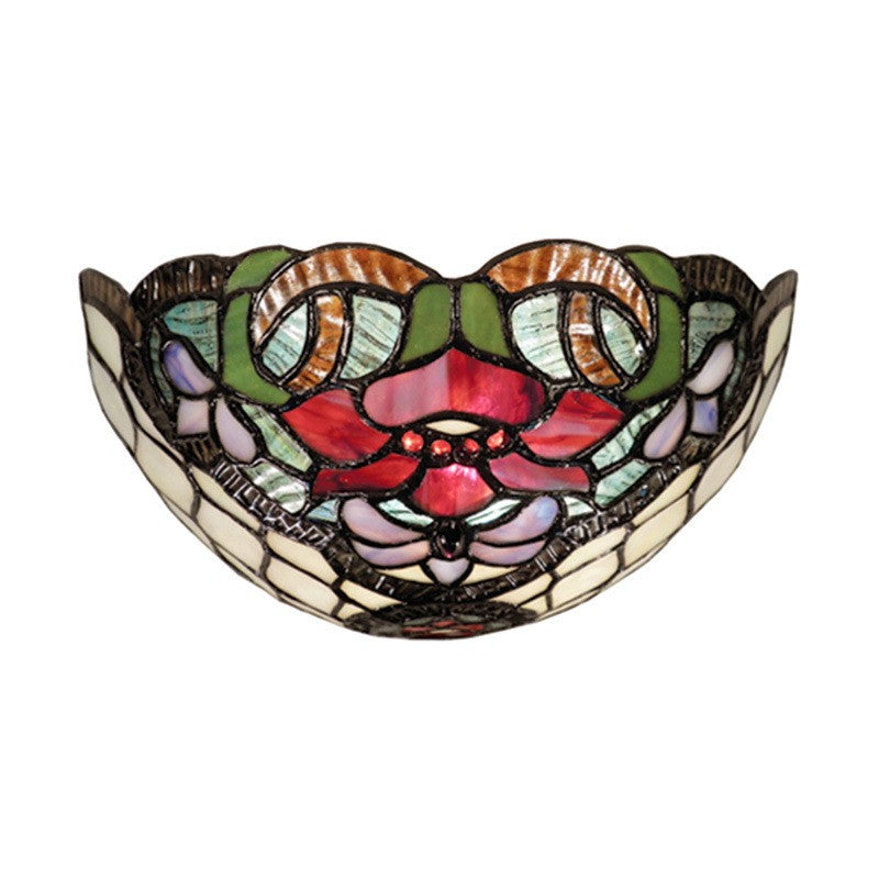 12" Flower Poppy Tiffany Style Stained Glass Wall Sconces