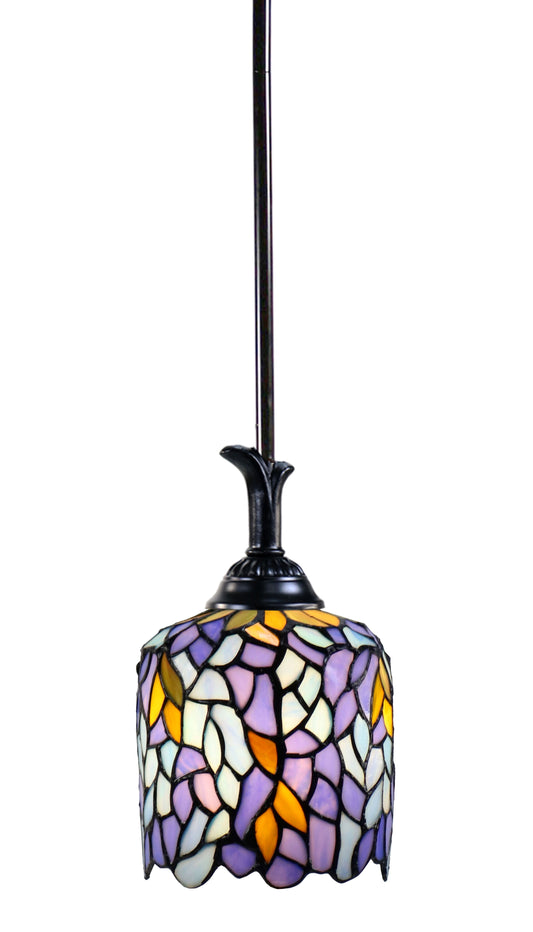 Blue Wisteria Stained Glass Vintage Pole Pendant Tiffany Ceiling Light