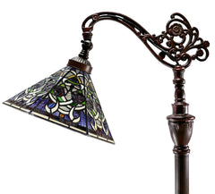 Amazing  octagonal shade Leadlight Stained Glass Bridge Arm Tiffany  Floor Lamp