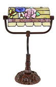 Purple Pink Rose Butterfly Style Tiffany Banker Lamp