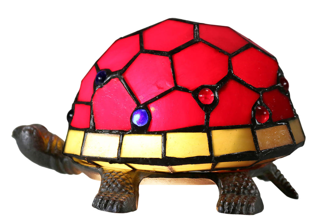Red Turtle Tiffany Leadlight Art Deco Stained Glass Accent Lamp