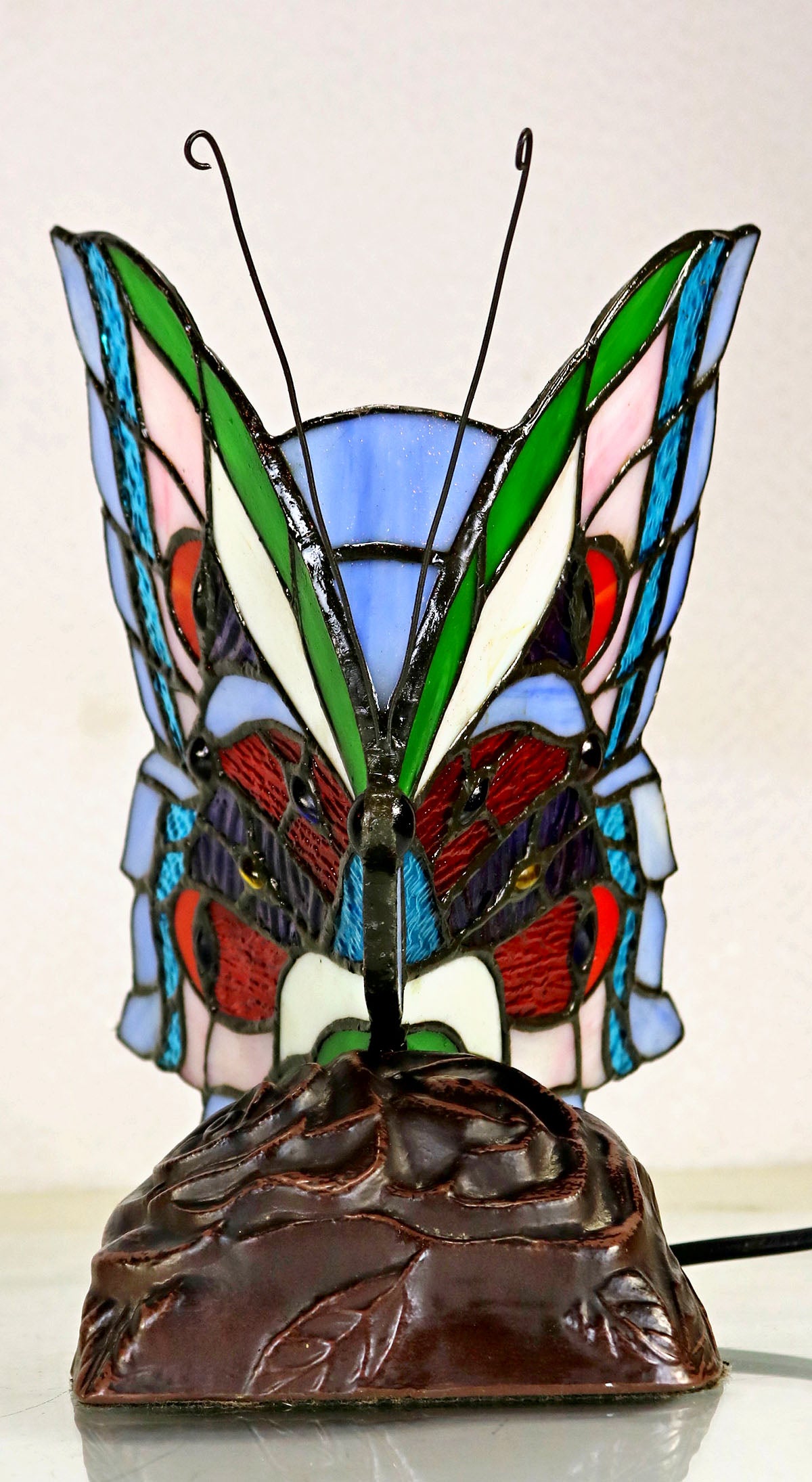 Multip-color Butterfly  Tiffany Leadlight Stained Glass Art Deco Table Lamp