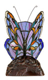 Elegant Blue Purple Butterfly  Tiffany Leadlight Stained Glass Art Deco Table Lamp