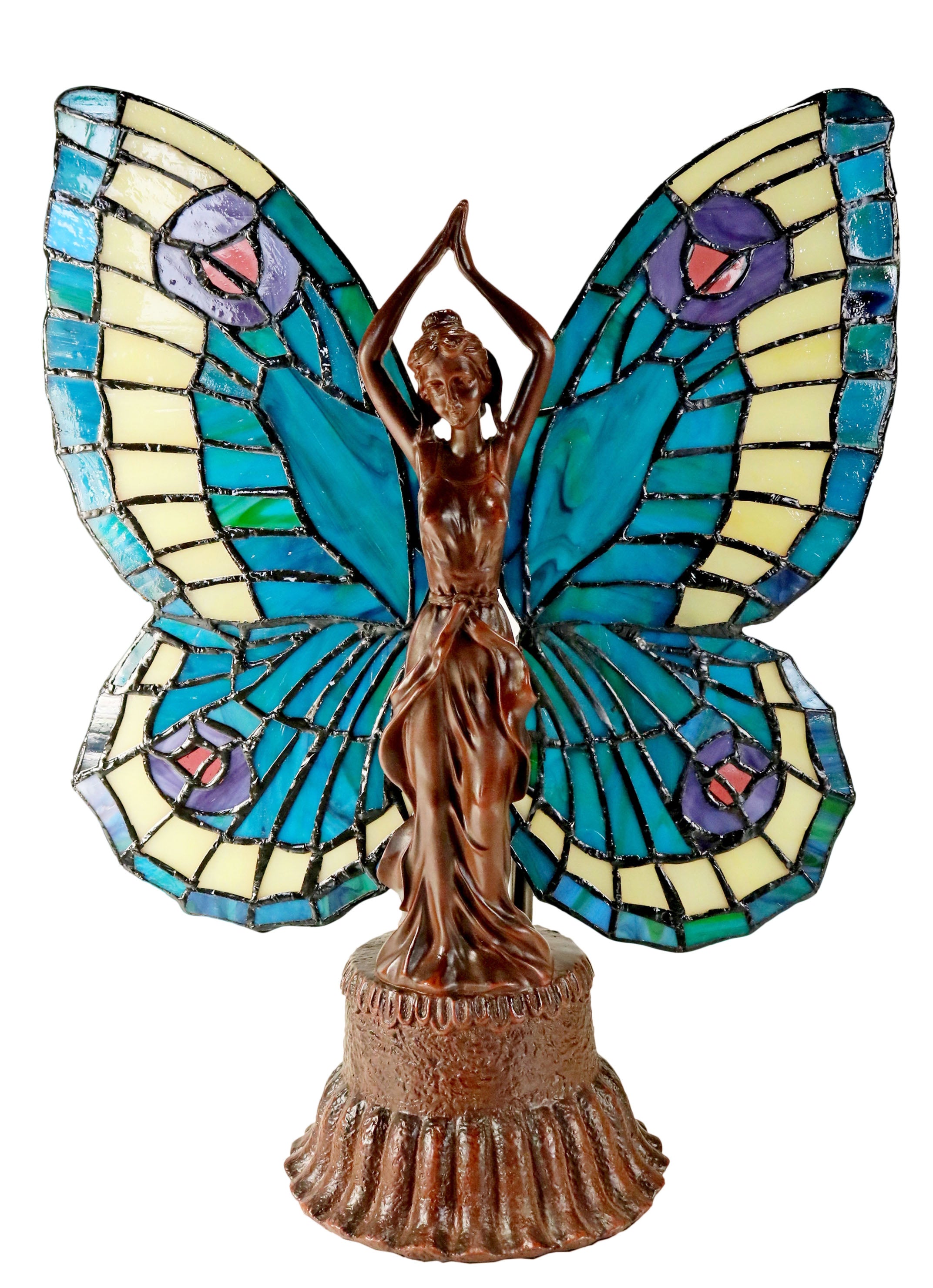 Vivid Fairy Angel Lady  Tiffany Stained Glass  Figurine Art Deco Lamp