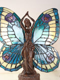 Vivid Fairy Angel Lady  Tiffany Stained Glass  Figurine Art Deco Lamp