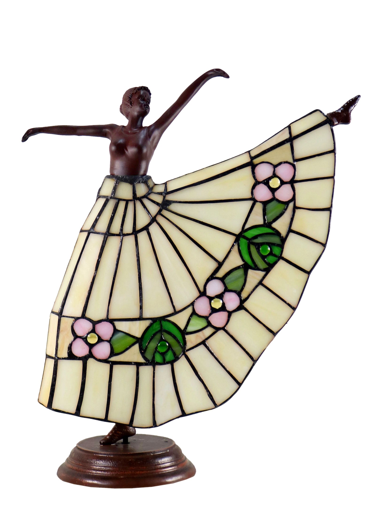 Art Deco Dancer Figurines Tiffany Stained Glass Accent Lamp