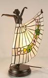 Art Deco Dancer Figurines Tiffany Stained Glass Accent Lamp