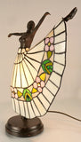 Art Deco Dancer Figurines Tiffany Stained Glass Accent Lamp