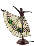 Art Deco Dancer Figurines Tiffany Stained Glass Accent Lamp