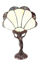 Art Deco Lady Figurines Tiffany Stained Glass Accent Lamp