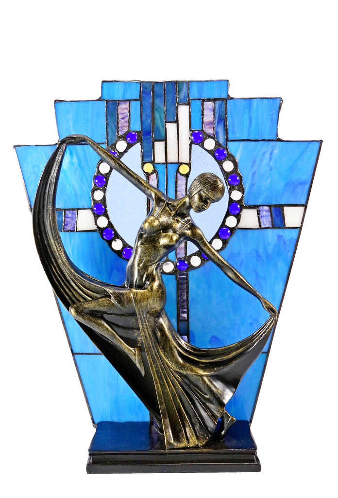 Amazing Art Deco Stunning Dancer Figurines Tiffany Stained Glass  Lamp