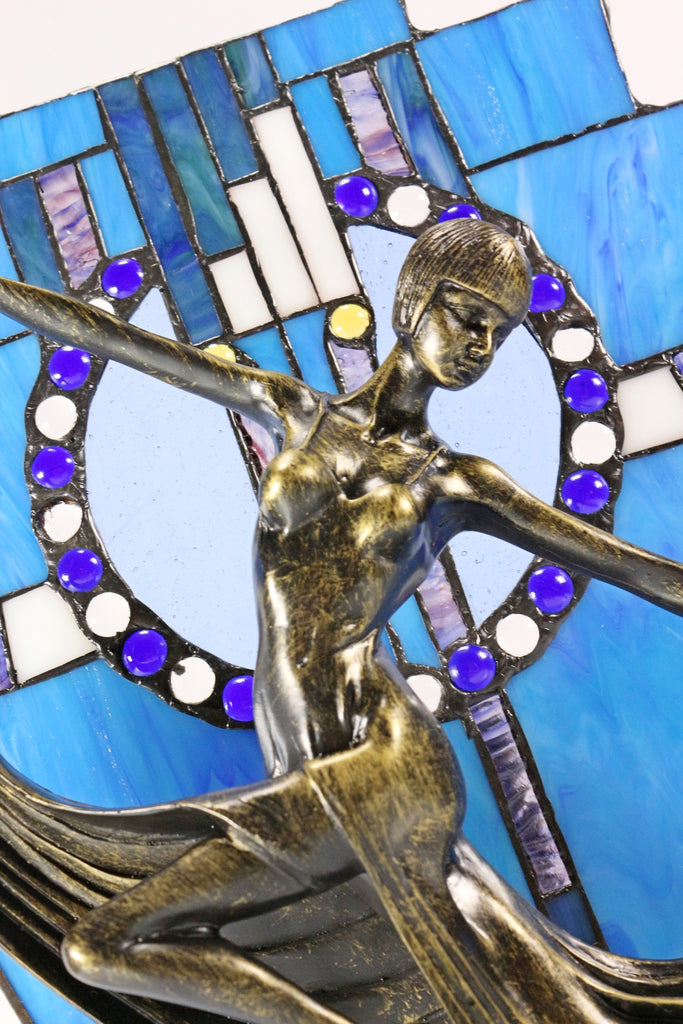 Amazing Art Deco Stunning Dancer Figurines Tiffany Stained Glass  Lamp