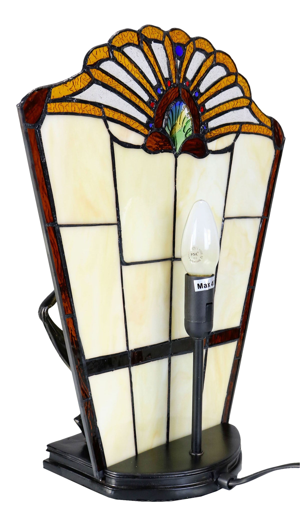 Art Deco Dancer Figurines Tiffany Stained Glass Accent Lamp