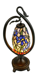 Flower Irises Tiffany Accent Table Lamp With Swan Neck Base