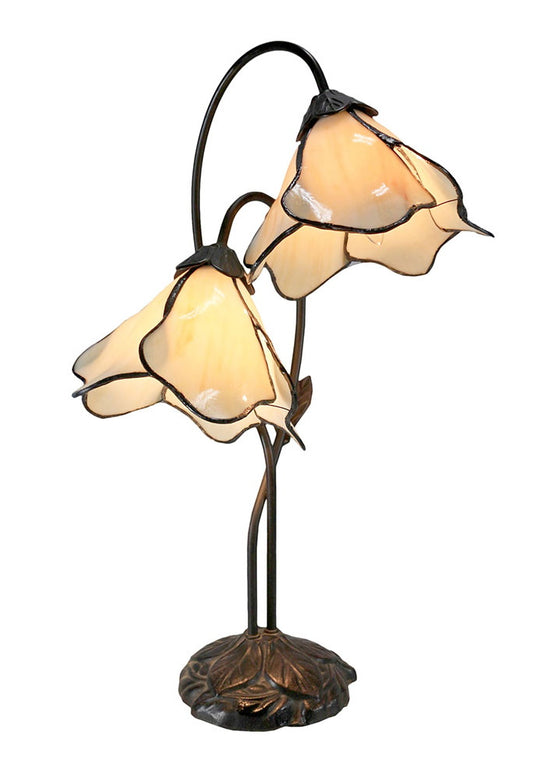 Double Lamp shade Flower Water Lily Style Tiffany Table Lamp*Ivory