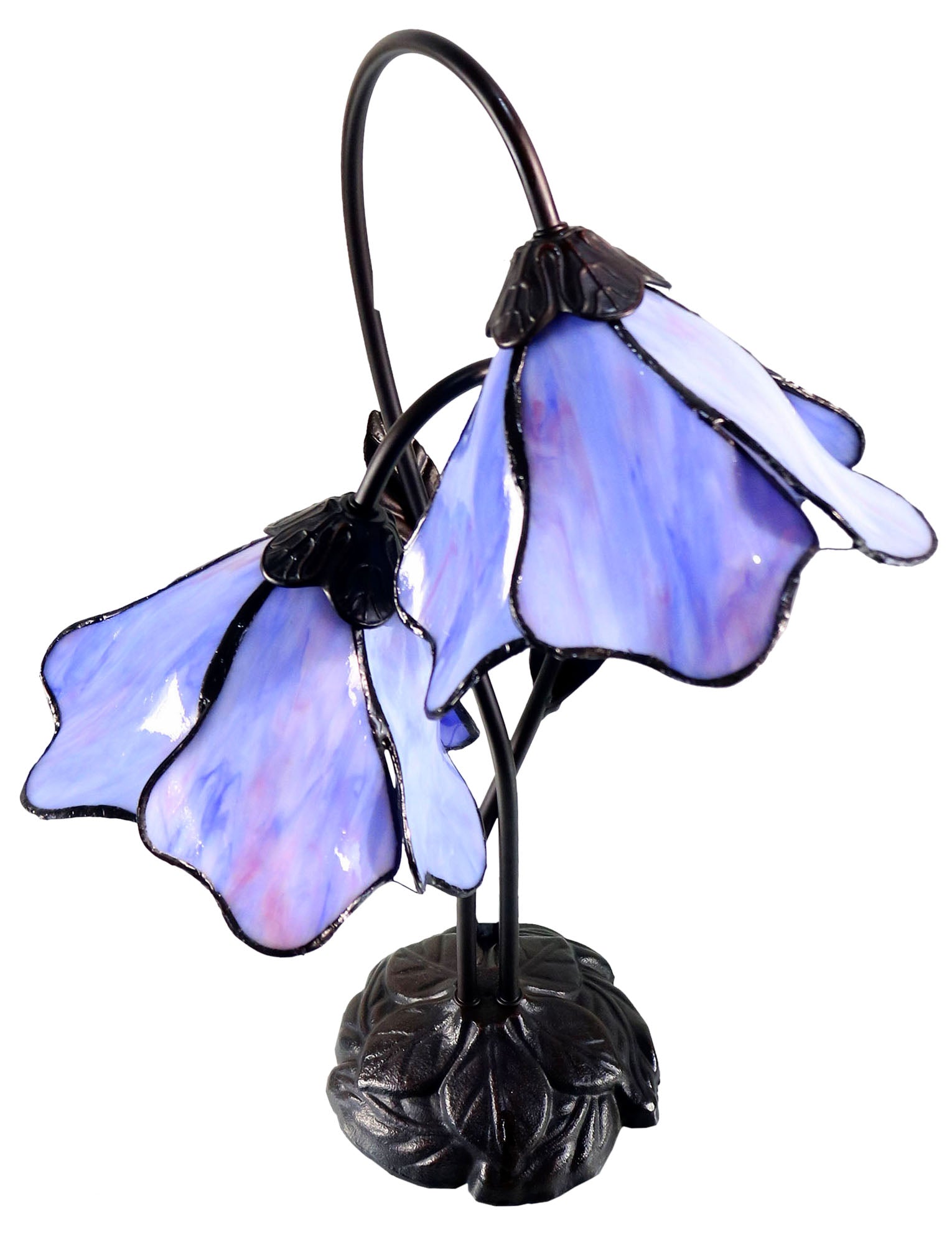 Double Lamp shade Flower  Water Lily Style Tiffany Table Lamp*Blue-Purple